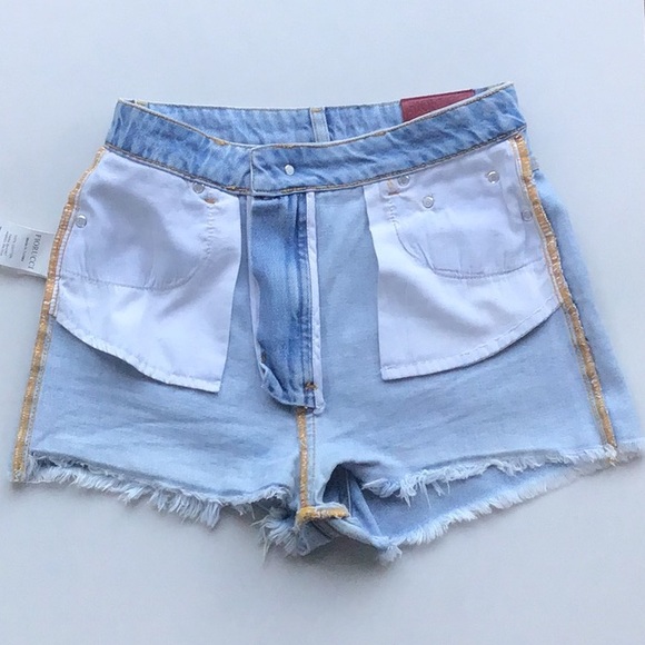 Fiorucci Tara short angel patch denim cutoff raw hem jean shorts - Picture 3 of 16